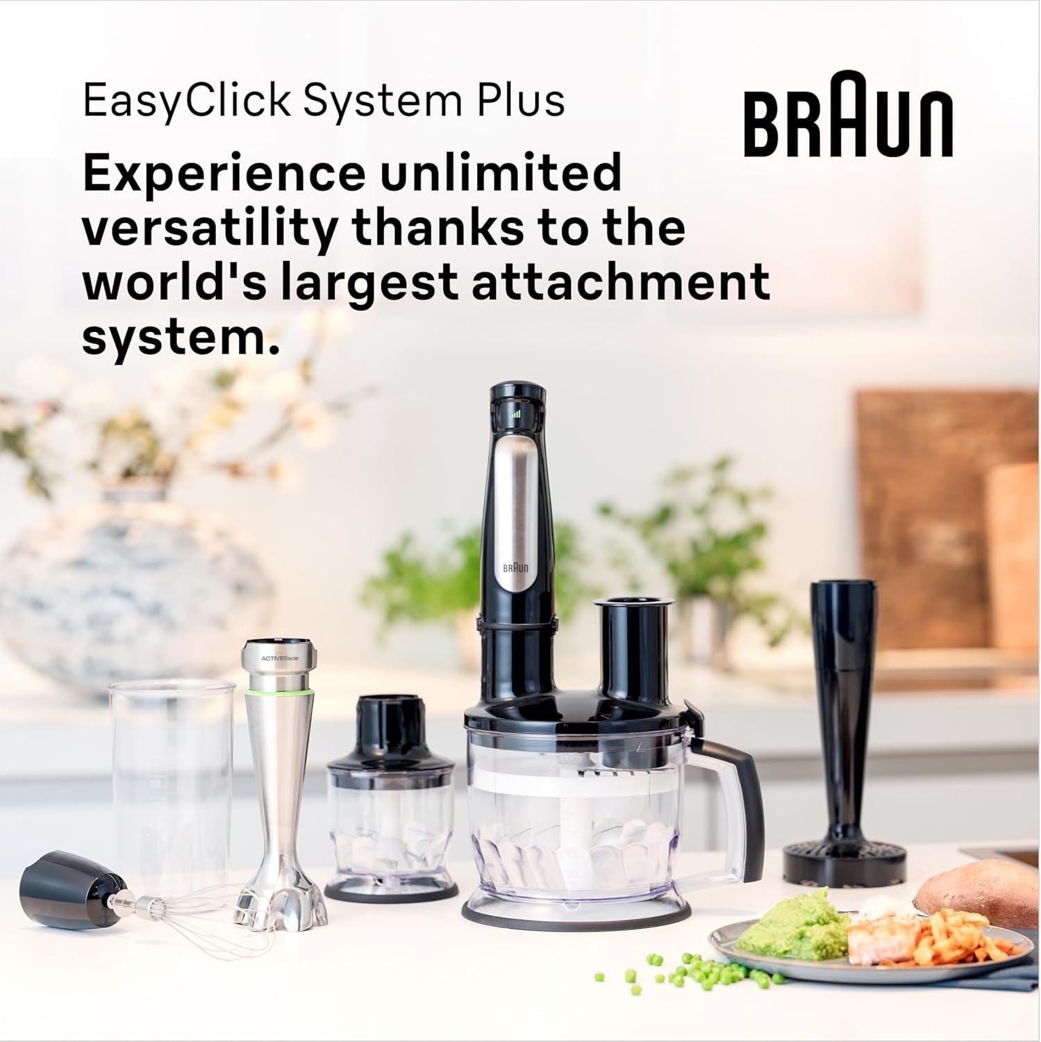 Braun Household Hogar Multiquick 7 Mixer, Spritzschutz, Spülmaschinenfest, Bpa-Frei, 600 Ml, Zerkleinerer 500 Ml, Eisklinge, MQ 7035XBI, 1000 W, Schwarz, MQ7035XBI Kitchen Naty Shop