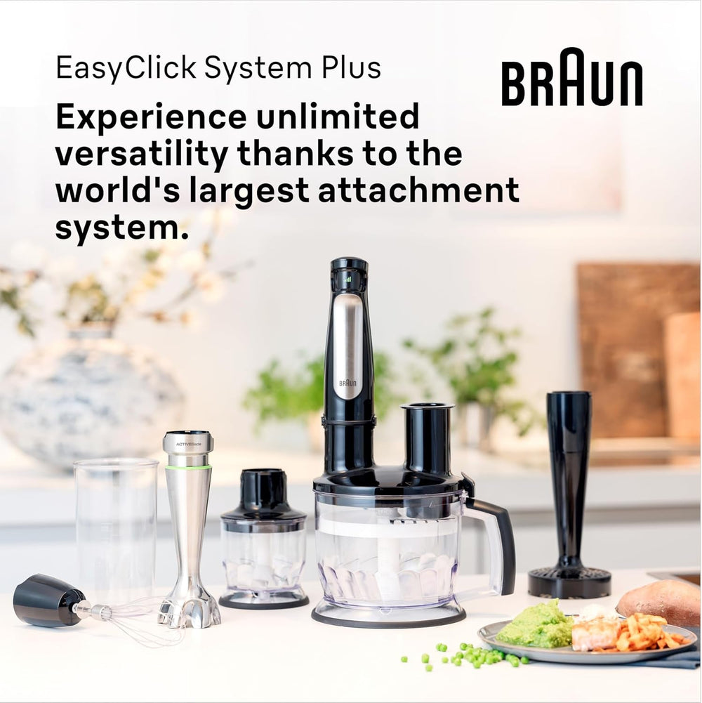 Braun Household Hogar Multiquick 7 Mixer, Spritzschutz, Spülmaschinenfest, Bpa-Frei, 600 Ml, Zerkleinerer 500 Ml, Eisklinge, MQ 7035XBI, 1000 W, Schwarz, MQ7035XBI Kitchen Naty Shop