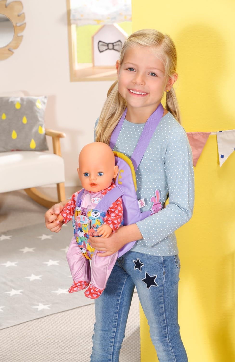 BABY born Puppentrage für Kinder mit verstellbarem Gurt für 36 cm und 43 cm Puppen, 828038 Zapf Creation