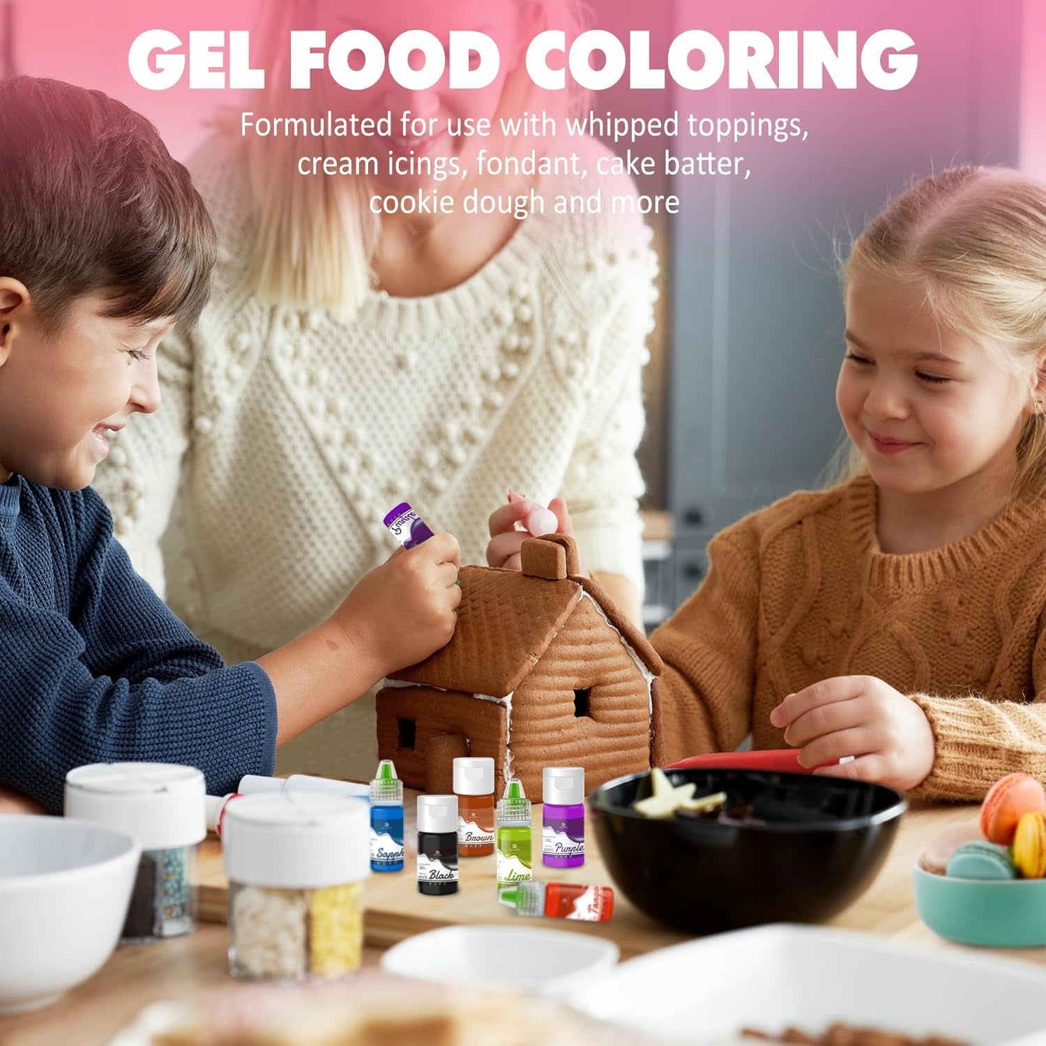 Colorant alimentar gel - 26 de culori coloranți alimentari concentrați în gel pentru decorarea torturilor, copt, fursecuri, macaroane - Colorant alimentar fără zahăr pentru băuturi, decorarea torturilor, slime DIY, ouă de Paște - 6 ml fiecare