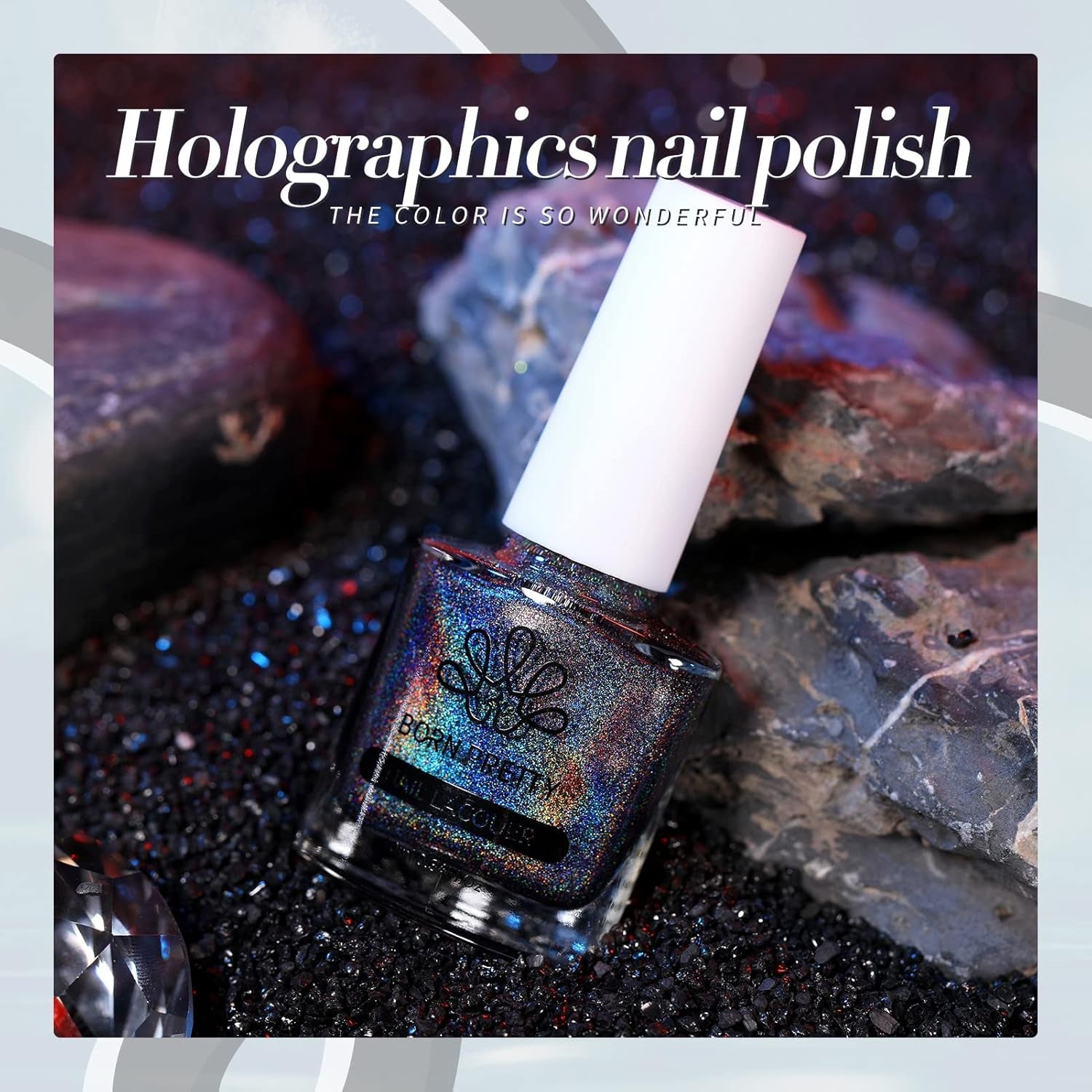 Born Pretty Glitzer-Nagellack, Rainbow Shining Glitter Super Shine Black Nail Art Nagellack