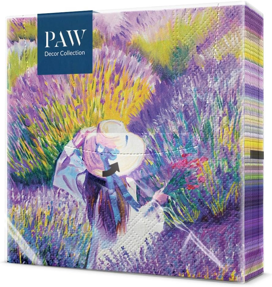 PAW - Șervețele 3 straturi (33 X 33 Cm) I 20 bucăți I Perfect pentru zile de naștere, petreceri, nunți, comuniuni și sărbători I Decorațiuni de masă Șervețele de hârtie colorate - ierburi I aromă de ierburi