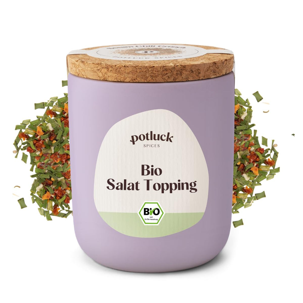 Potluck | Bio Sizilianisches Zitronensalz | Gewürzsalz für Fisch, Meeresfrüchte, Gemüse, Salat und Dressings | 140g im Keramiktopf