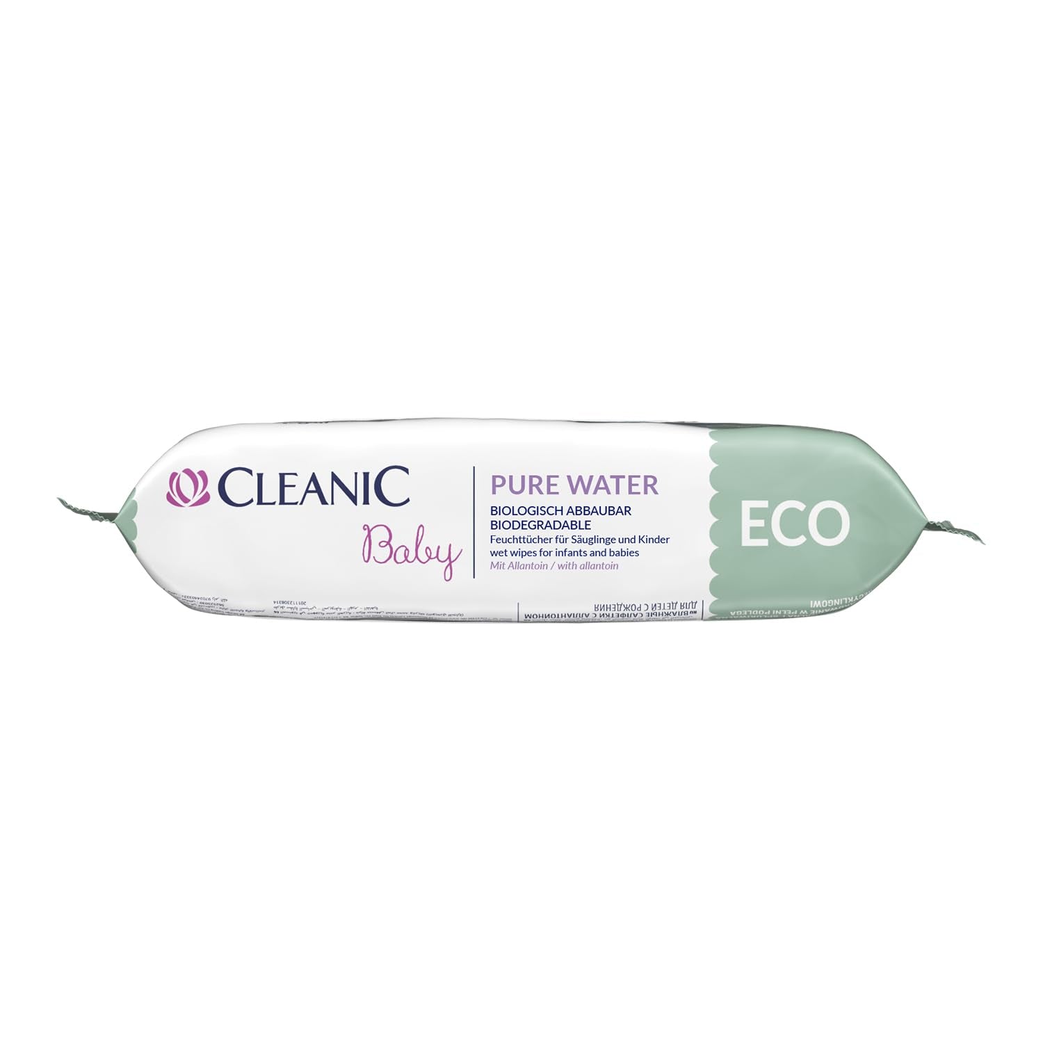 Cleanic Baby Eco Pure Water Feuchttücher – (1 x 50 Stk.) Feuchttücher für Kinder und Kleinkinder – parfümfrei, abspülbar, empfindliche Haut – 50 Stk.