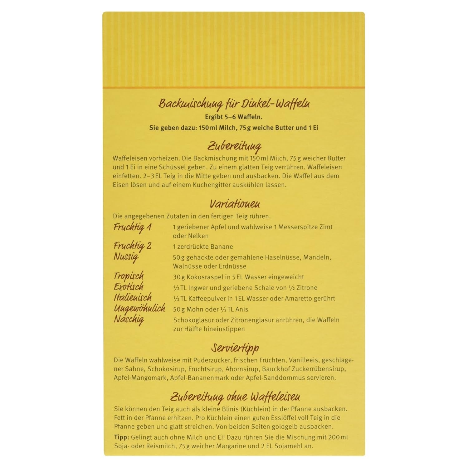 Demeter Bauck Hof Bio Dinkel Waffeln, 200 g Mischung zum Backen und Kochen Naty Shop