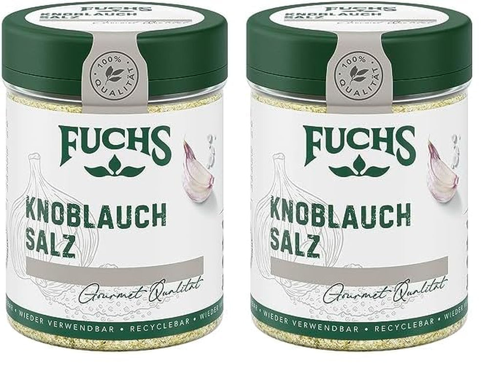 Fuchs Gewürze - Knoblauchsalz - Gewürzsalz für Dips, Saucen und Gemüse - natürliche Zutaten - 90 g in wiederverwendbarer, recyclebarer Dose