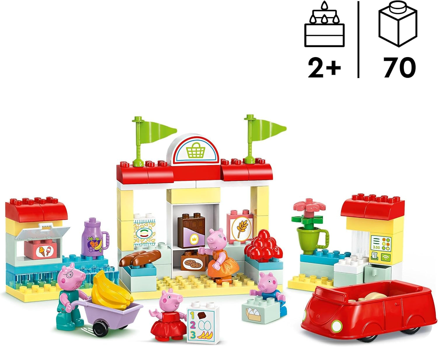 LEGO DUPLO 10434 Peppas Supermarkt: kreatives Lernspielzeug und Spielset, Geschenk für Jungen und Mädchen ab 2 Jahren, fördert die Geschicklichkeit. Bausets Besuchen Sie den LEGO-Store