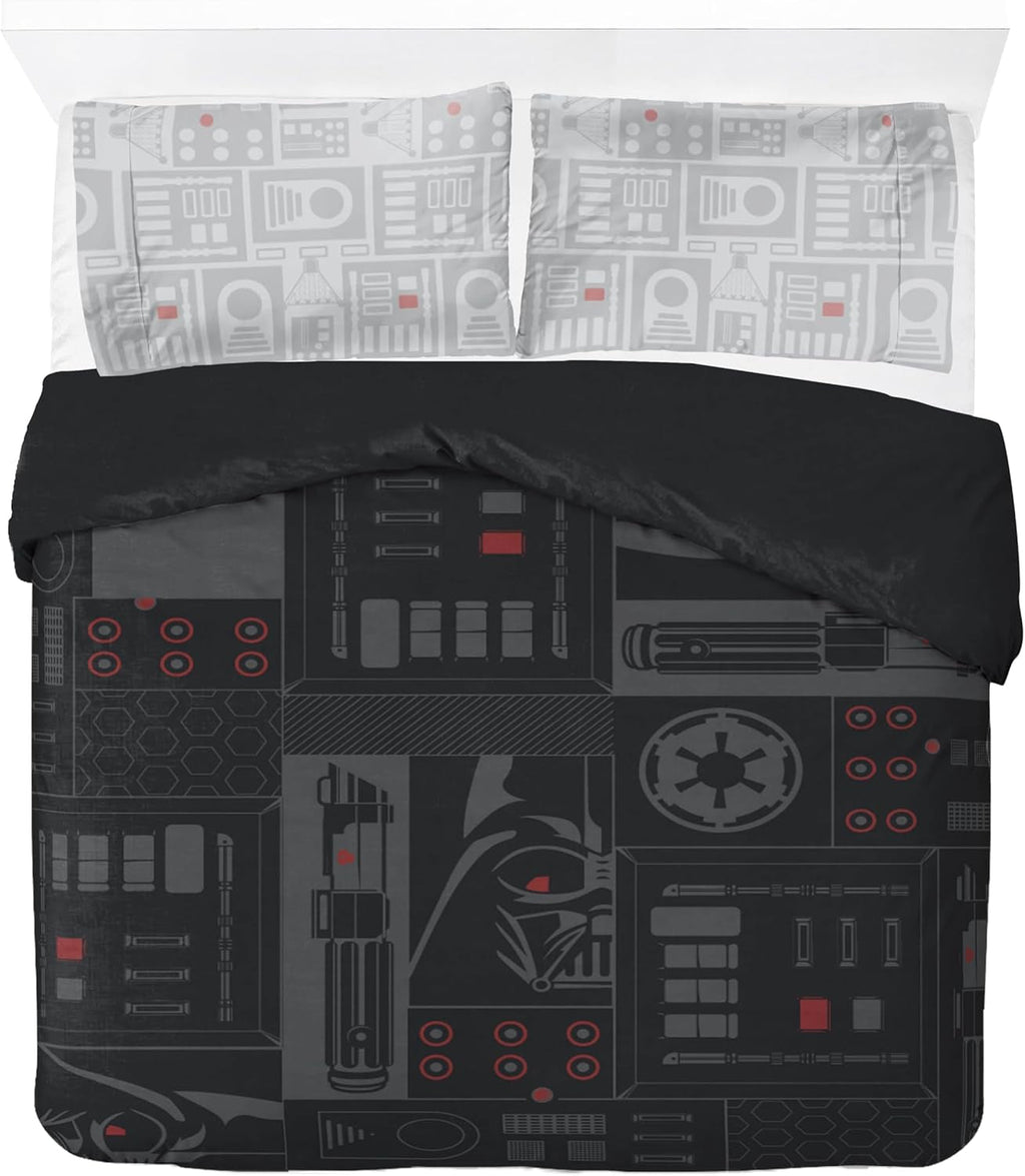 Set de lenjerie de pat pentru copii, desene animate si super eroi, bumbac Lenjerie de pat - copii Naty Shop Negru - Star Wars 200X200/50X70 (3 Piece)