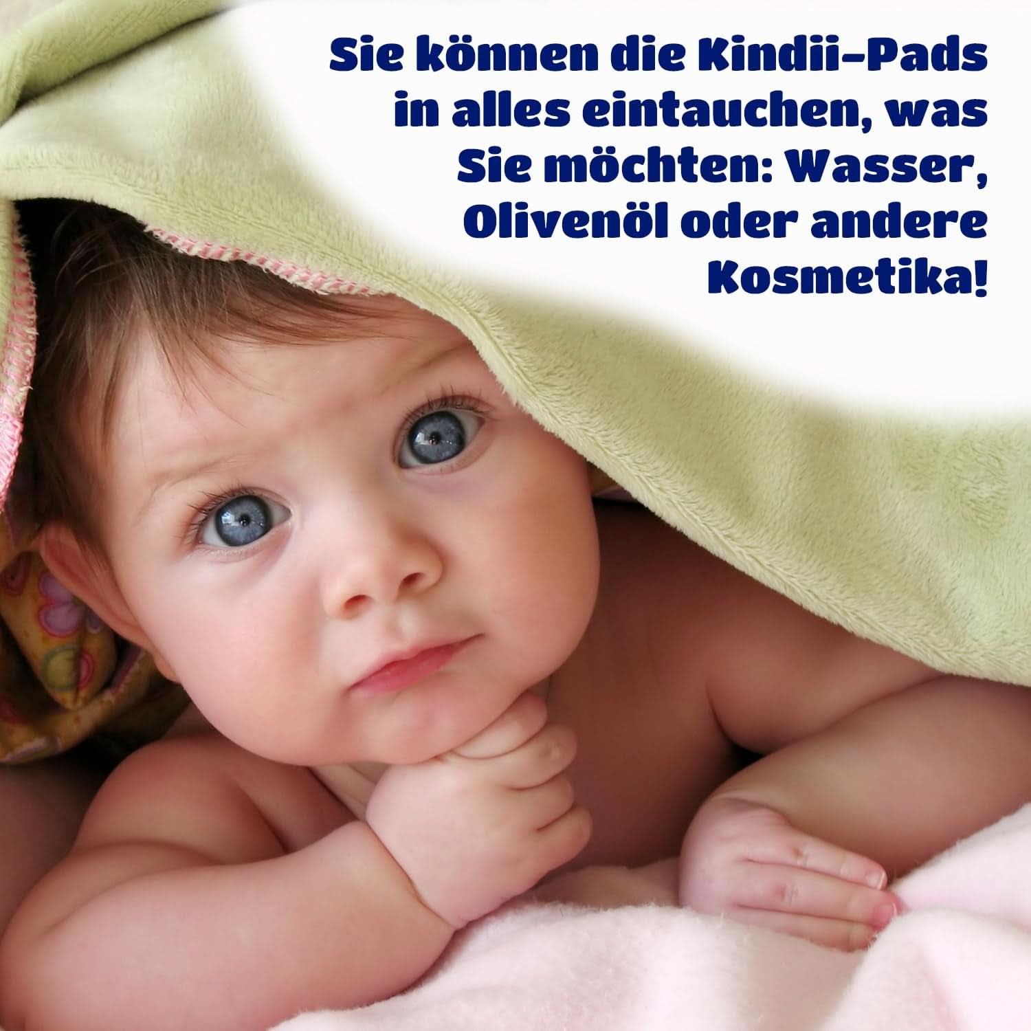 Kindii Pure Baby Pads – 100 % Baumwolle – Große quadratische Pads für empfindliche Haut – Ersetzt Feuchttücher – Weich – Weiche Kanten Baby-Feuchttücher Naty Shop