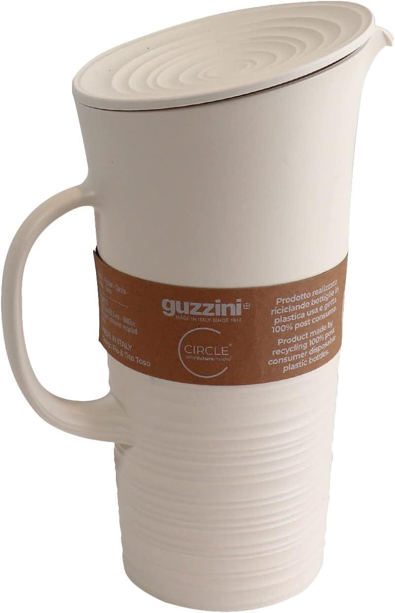 Guzzini - Tierra, Carafă cu Capac - Alb Lapte, 18,7 x 13,4 x 10 x h26,9 cm | 1800 cc - 181701156, Bianco