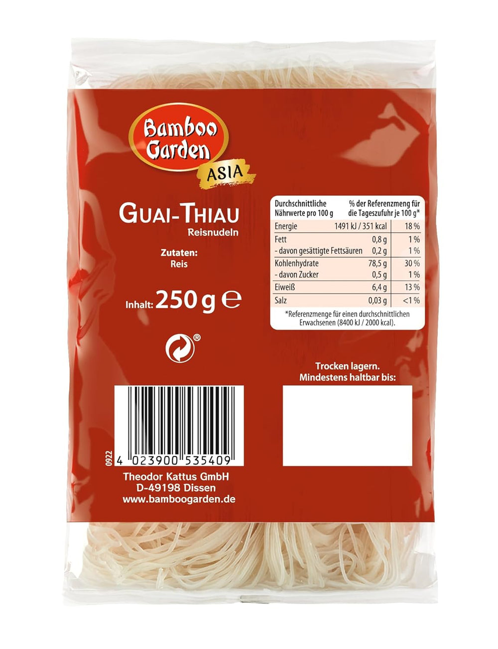Bamboo Garden Guai Thiau Reisnudeln, 250g (Verpackungsdesign kann variieren)