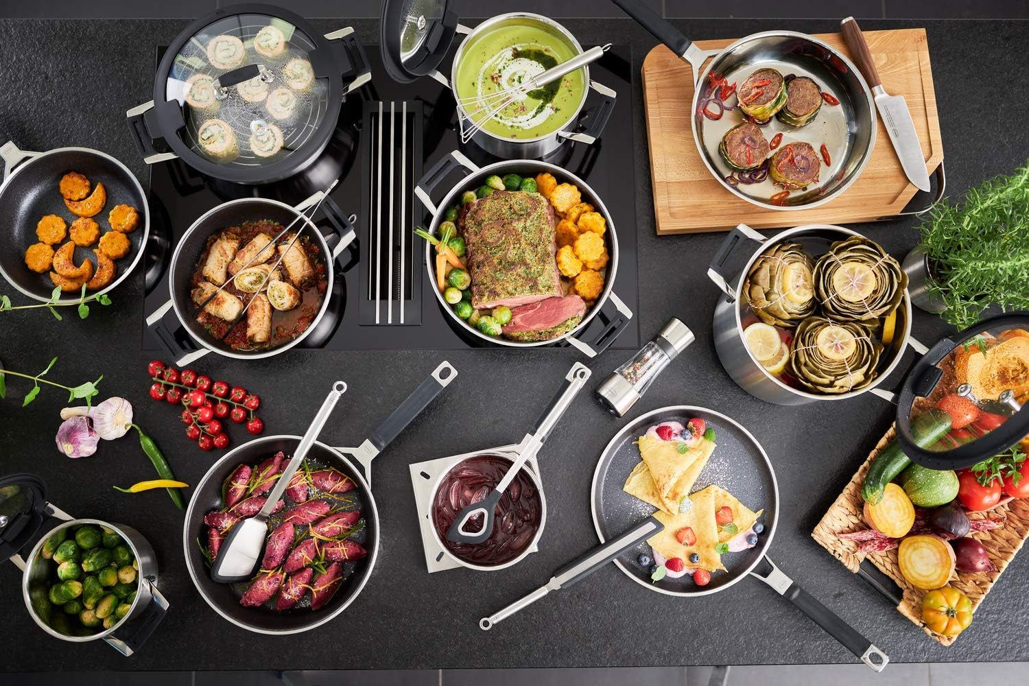 RÖSLE SILENCE PRO Pfannkuchenpfanne, hochwertige kratzfeste Proresist-Antihaftbeschichtung, 18/10 Edelstahl, geeignet für Induktionstöpfe und Pfannen Naty Shop