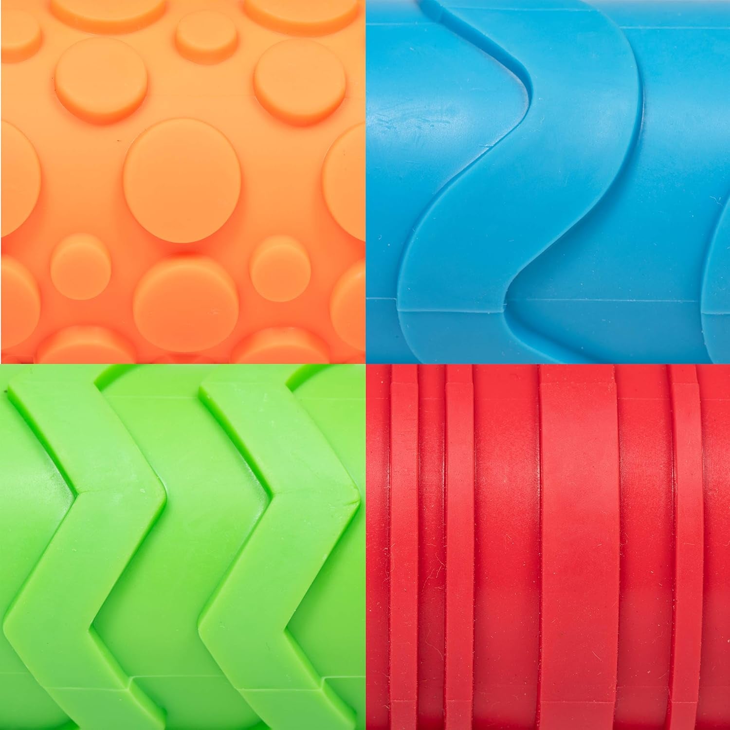 Mal- und Ton-Texturwalzen - 4er-Set - strukturierte Knetrollen für Kinder - Vielseitige Muster zum Basteln und Dekorieren