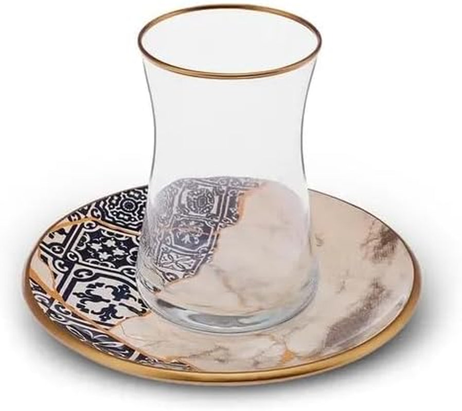 Set de ceai Karaca Aris cu 12 piese pentru 6 persoane - Serviciu rafinat din porțelan pentru o savurare elegantă a ceaiului