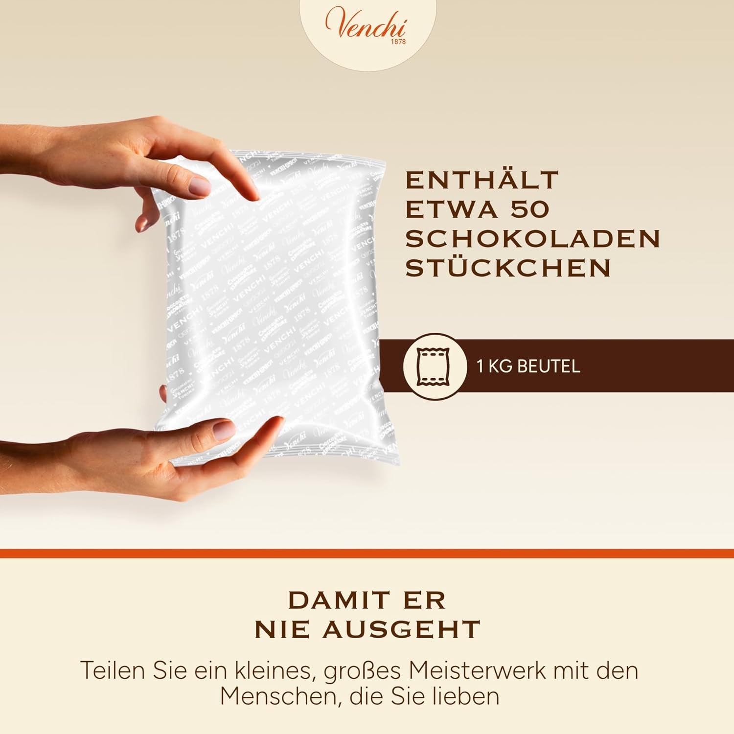 Venchi – Chocoviar Gianduia, Pralinen im 1-kg-Beutel, Gianduia-Schokolade ausschließlich aus „Piemont-Wald-Haselnüssen“ hergestellt, glutenfrei, ohne künstliche Farbstoffe und ohne Konservierungsstoffe