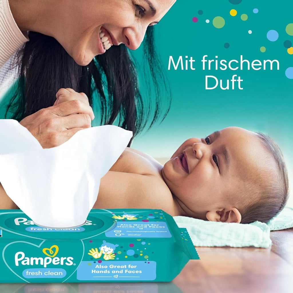 Șervețele umede Pampers Fresh Clean, 624 șervețele umede, parfum ușor, potrivite și pentru mâini și față Servetele Umede Bebelusi Naty Shop