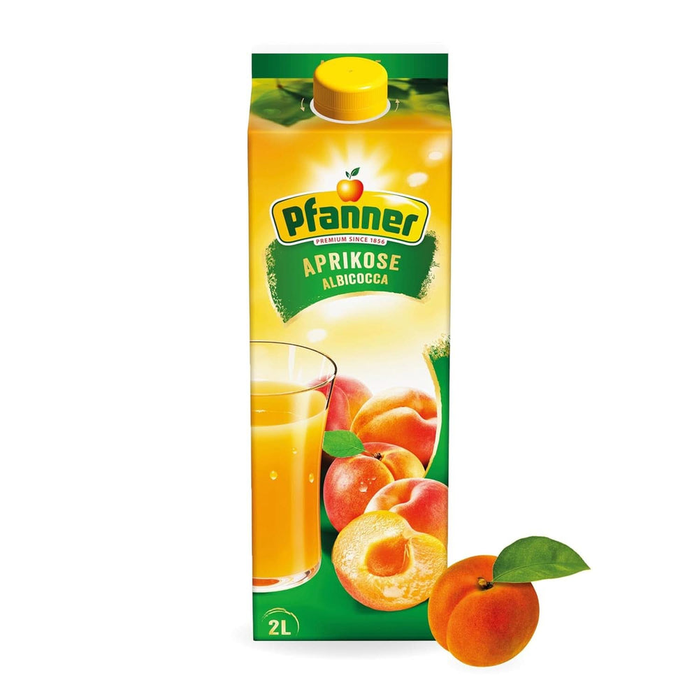 Pfanner 100 % naturtrüber Apfelsaft (1 x 2 Liter) – Direkt gepresste Äpfel – Fruchtsaft ohne Zuckerzusatz Alkoholfreie Getränke Naty Shop 2 Liter Aprikose