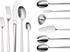 WMF Corvo Besteck Set 12 Personen, 66 Teilig, 60 Teile Mit Servierbesteck, Hohlheftmesser, Cromargan Protect Mattiert, Kratzbeständig, Spülmaschinenfest Kitchen Naty Shop