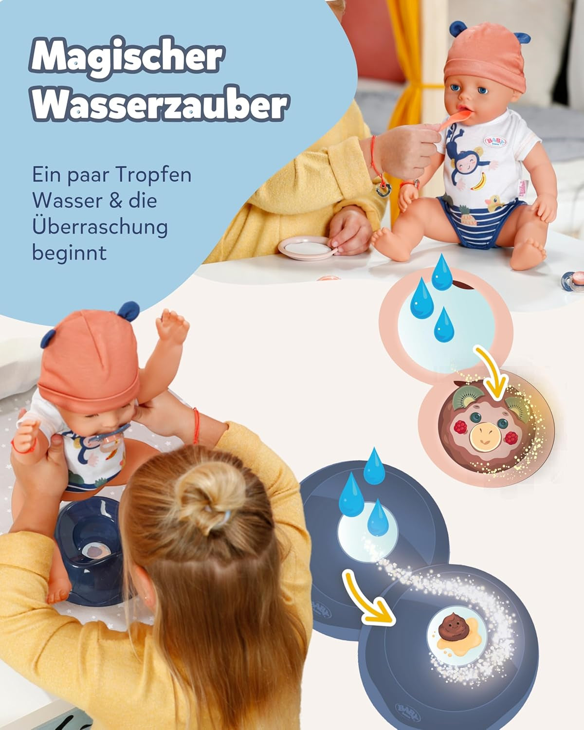 Păpușă Baby Born Emma în stil junglă - 43 cm - 10 funcții, inclusiv accesorii și salopă în culori unisex - Funcționează fără baterii - Potrivită pentru copii cu vârsta de 3 ani și peste