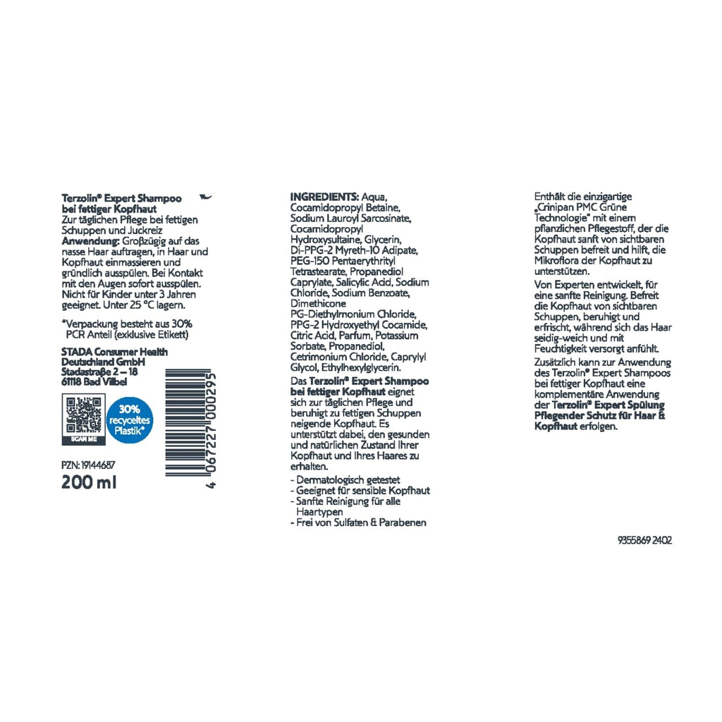 Terzolin Expert Șampon pentru scalp și păr gras, anti-mătreață, 200 ml Duș și baie Terzolin