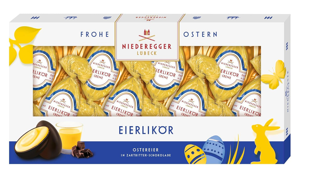 Niederegger | Schokoladeneier | Eierlikör | 1 x 100g | Eierlikör-Ostereier mit dunkler Schokoladenüberzug | Ostereier | Ostergeschenk