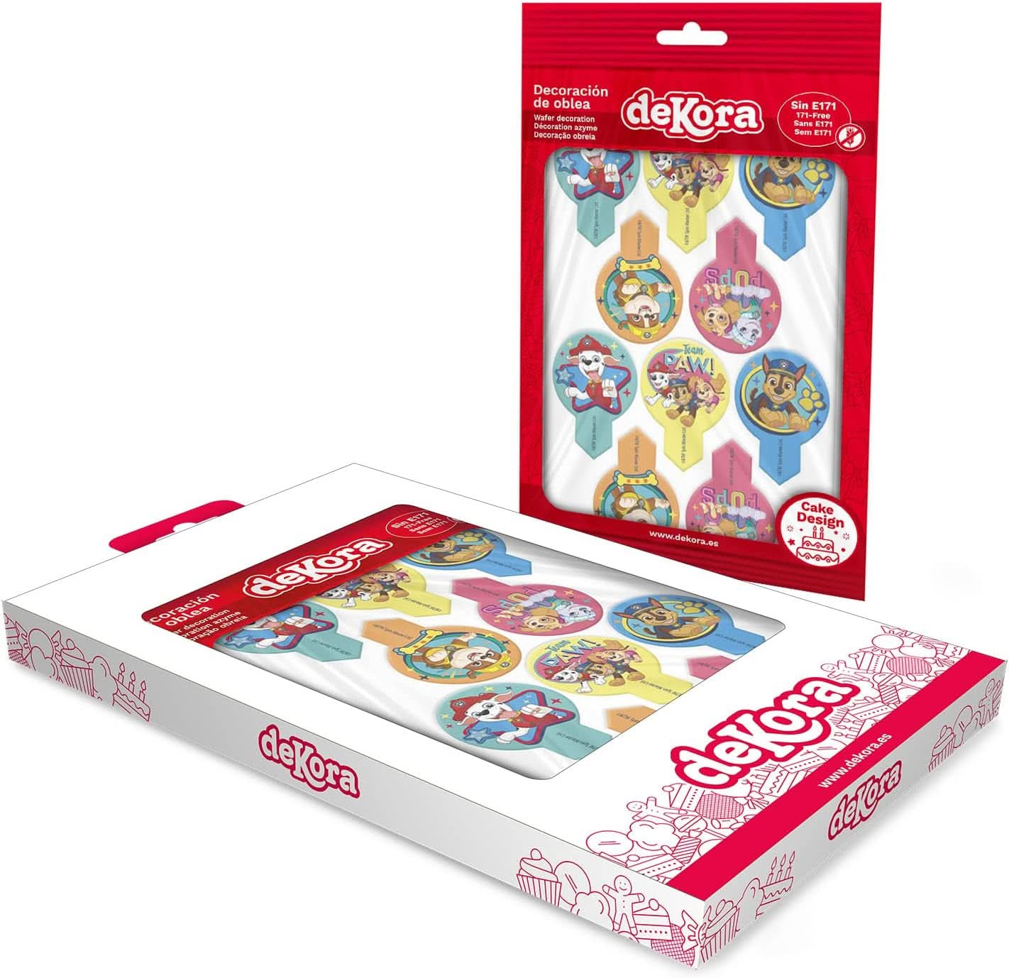 Dekora, Dekorapin Paw Patrol Essbare Kuchendekorationen, 20 Esspapierwaffeln – 6,5 x 4 cm Naty Shop