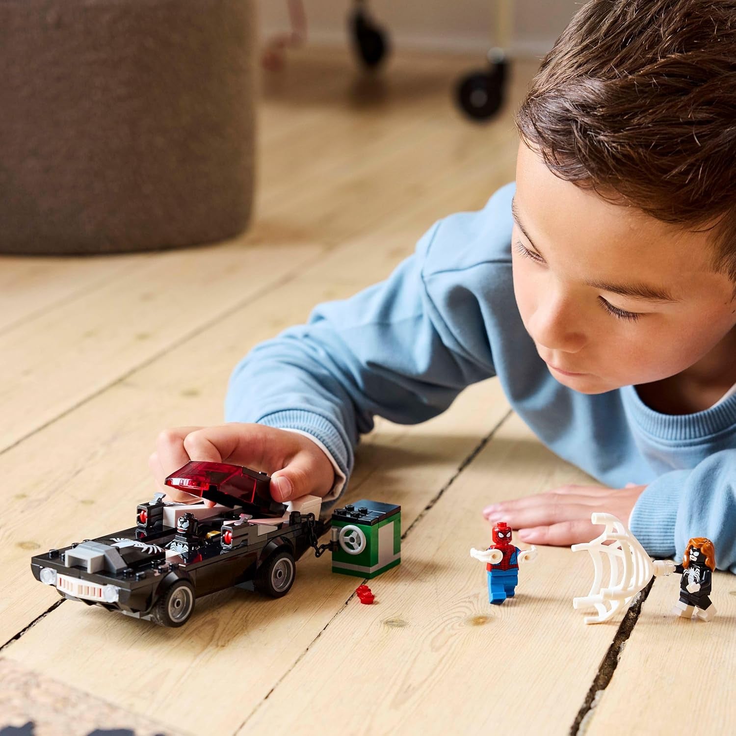 LEGO | Marvel Spider-Man Mech Vs. Venom Muscle Car – Auto Spielzeug mit 3 Superhelden Minifiguren – Modellauto mit Shootern – Geschenk für Jungen und Mädchen ab 7 Jahren 76309