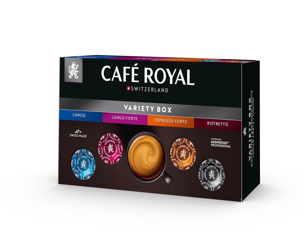Café Royal Professional Pads, Variety Box, 40 Nespresso (R) Professional kompatible Pads für Office und Gastronomie, Rainforest Alliance zertifiziert, 100 Prozent Arabica Kaffee