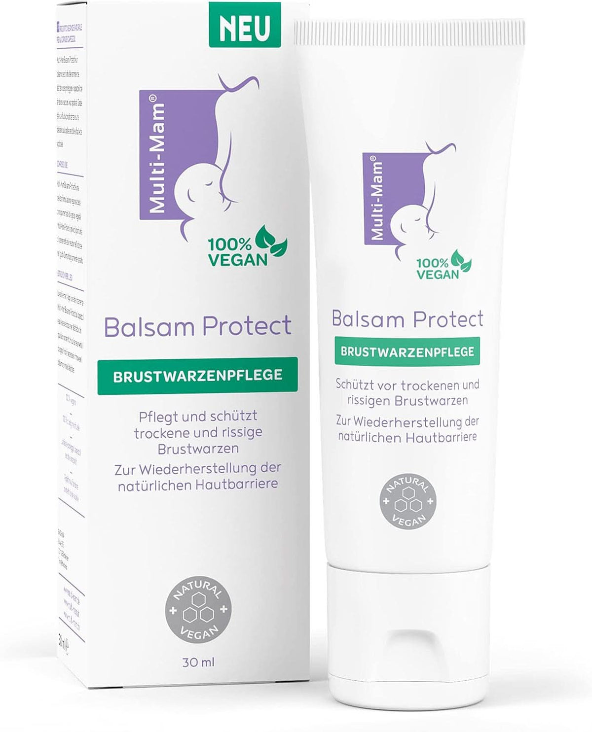 Multi-Mam Balsam Protect Beruhigt Und Schützt Trockene Und Rissige Brustwarzen Während Und Vor Der Stillzeit, Brustwarzencreme Stillen, 30 Ml Tube Zubehör Lebensmittel und Stillen Bebe Naty Shop
