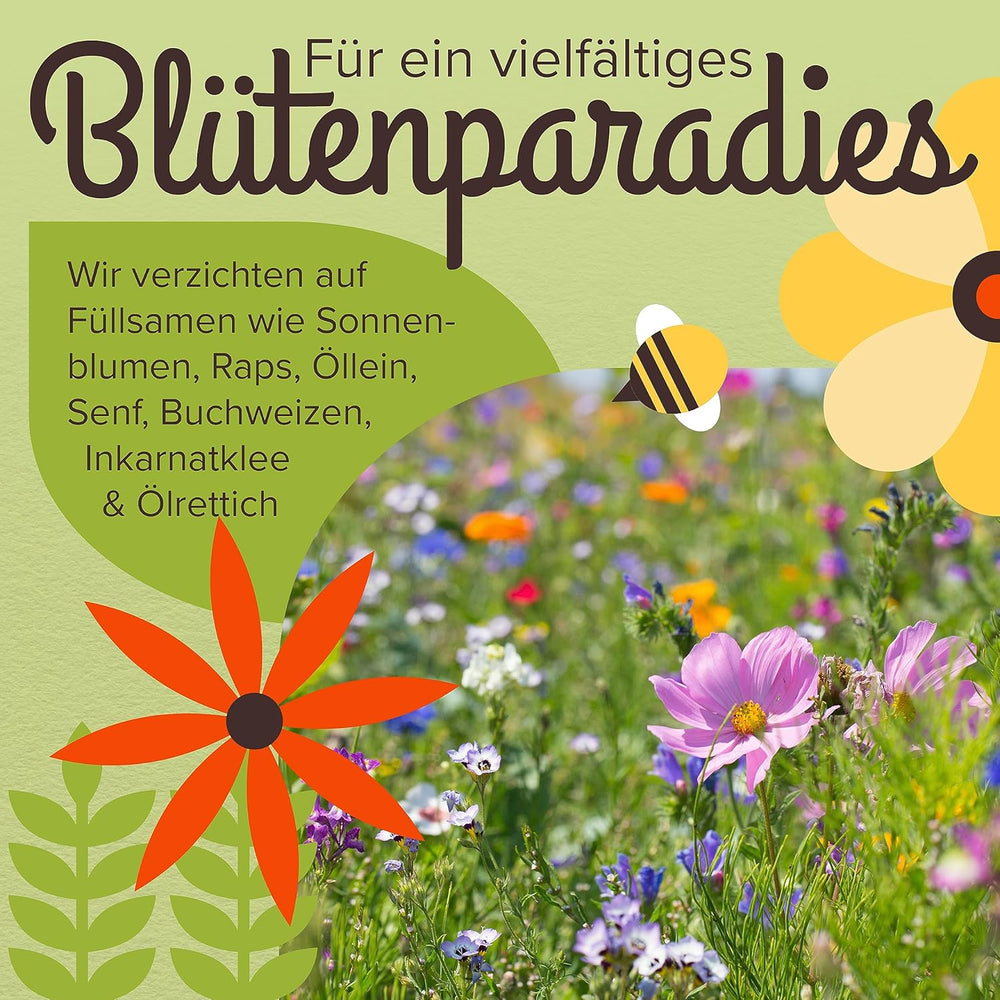 100 g Premium-Wildblumensamen für eine farbenfrohe Blumenwiese – lebendige und nektarreiche Blumensamenmischung für Bienen und Schmetterlinge (inklusive kostenlosem E-Book)