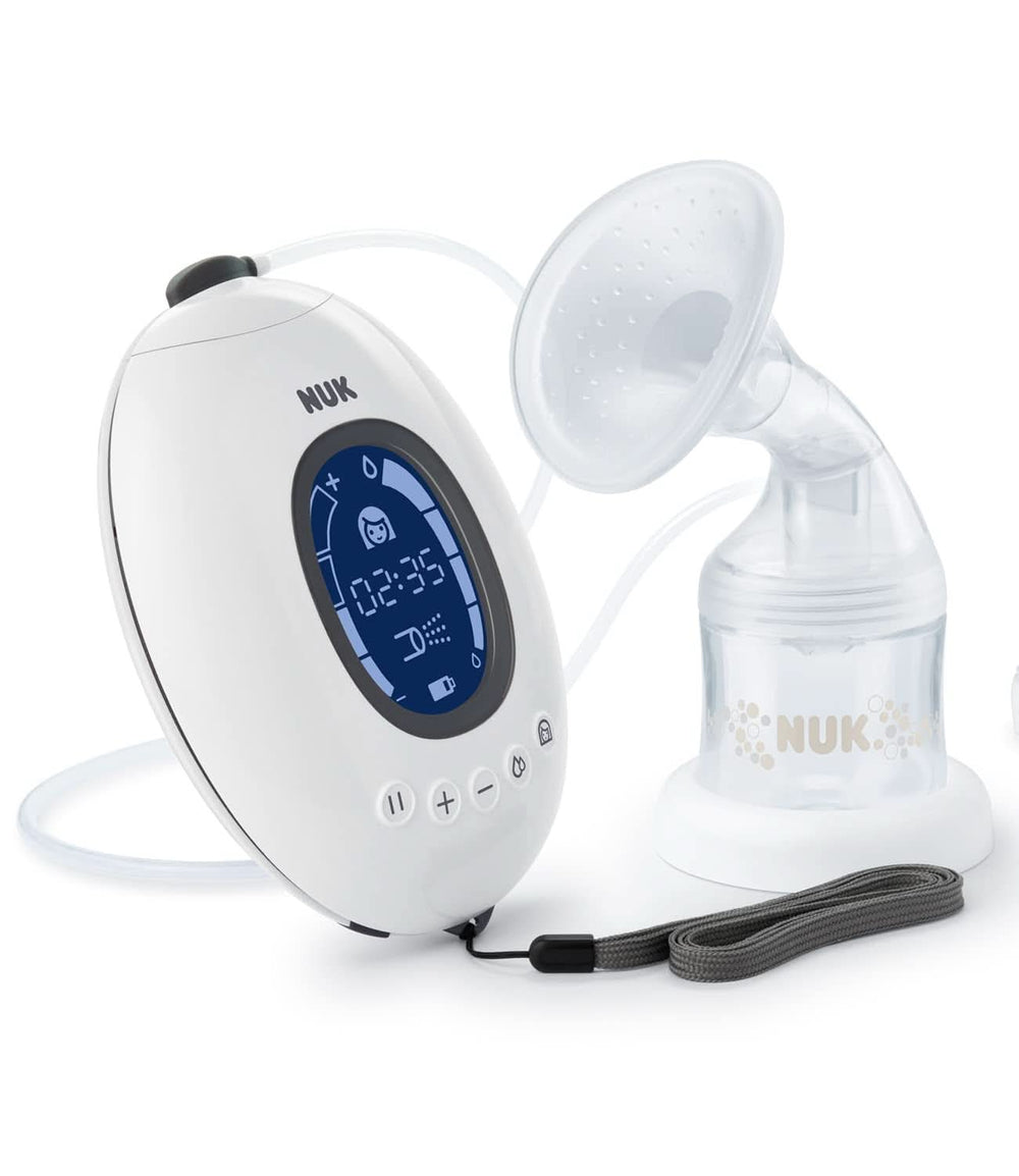 NUK Nature Sense Doppelte elektrische Milchpumpe | Mit Batterie, LCD-Display 2X Behälter für Muttermilch à 150 ml Zubehör Essen und Stillen Bebe Naty Shop Milchpumpe
