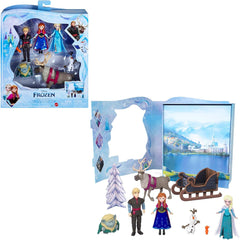 Mattel DISNEY Frozen - Set de basm cu 6 figurine jucăușe preferate, ambalaj interactiv și accesorii pentru copii, HLX04