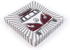 BRISA VW Collection - Șervețele de masă Volkswagen cu autobuz T1 (dungi Samba/roșu/3 straturi)