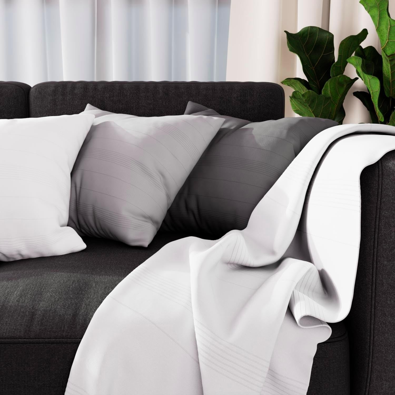 Soleil D'Ocre Adele Plaid, vom Sessel geworfen, Polycoton, Grau, 140 x 200 cm. Betten und Decken. Besuche den Soleil d'ocre-Store, weiß, 140 x 200 cm