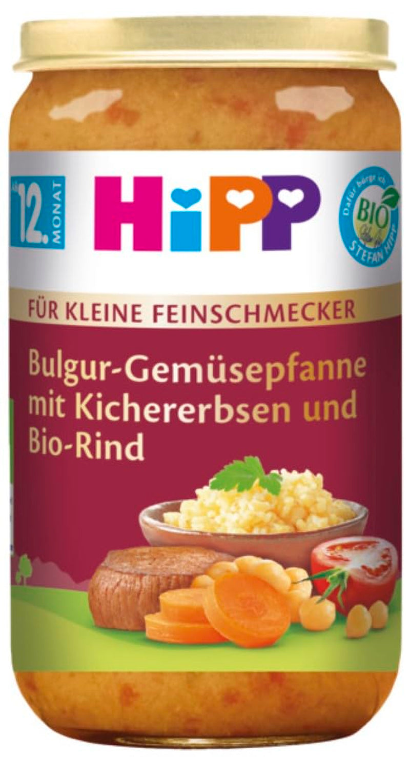 Hipp Bio für kleine Feinschmecker Menüs Bulgur-Gemüsebrot mit Kichererbsen und Bio-Rindfleisch, 250G, 6 x 250 Gramm Mutter und Kind Naty Shop Standardtitel
