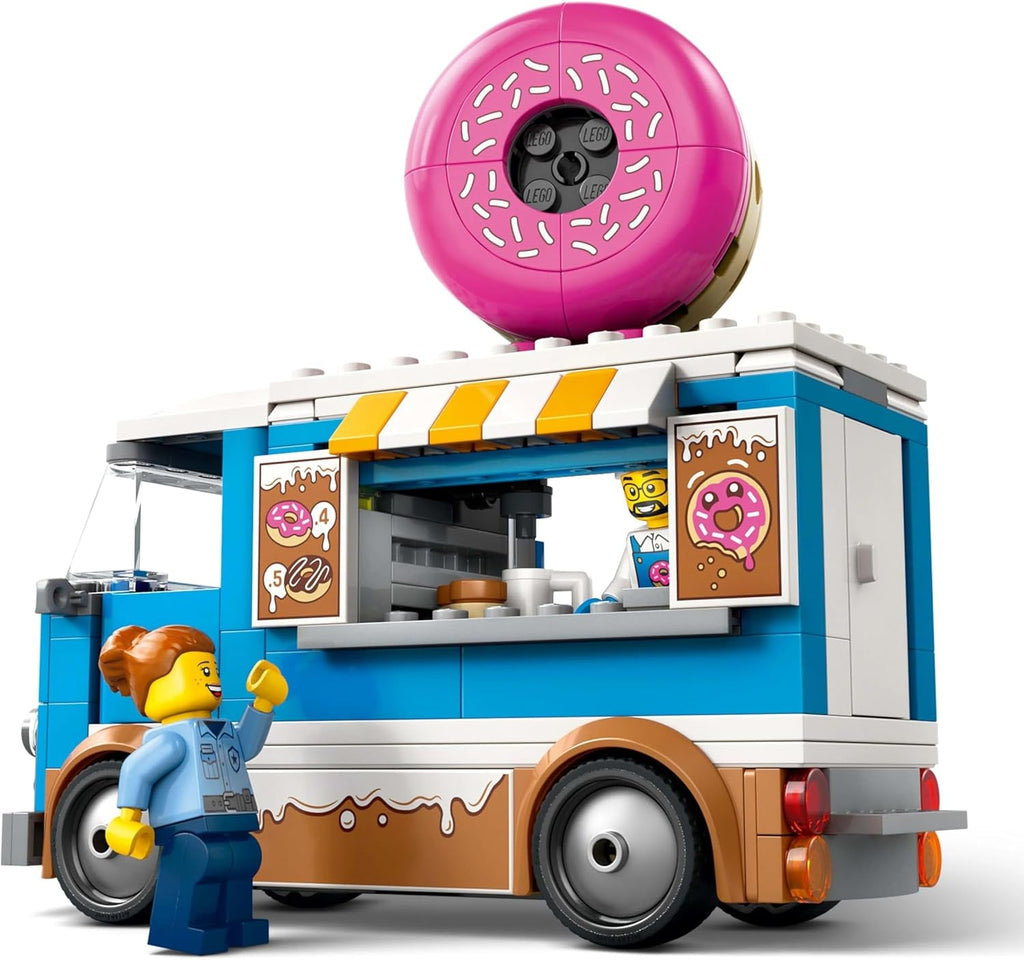 LEGO City Donut Truck - Camion de mâncare de jucărie cu 2 minifigurine de poliție - Jucărie de construcție pentru băieți și fete cu vârsta peste 5 ani - Idee de cadou pentru ziua de naștere și sărbători 60452 Seturi de constructie Besuche den LEGO-Store