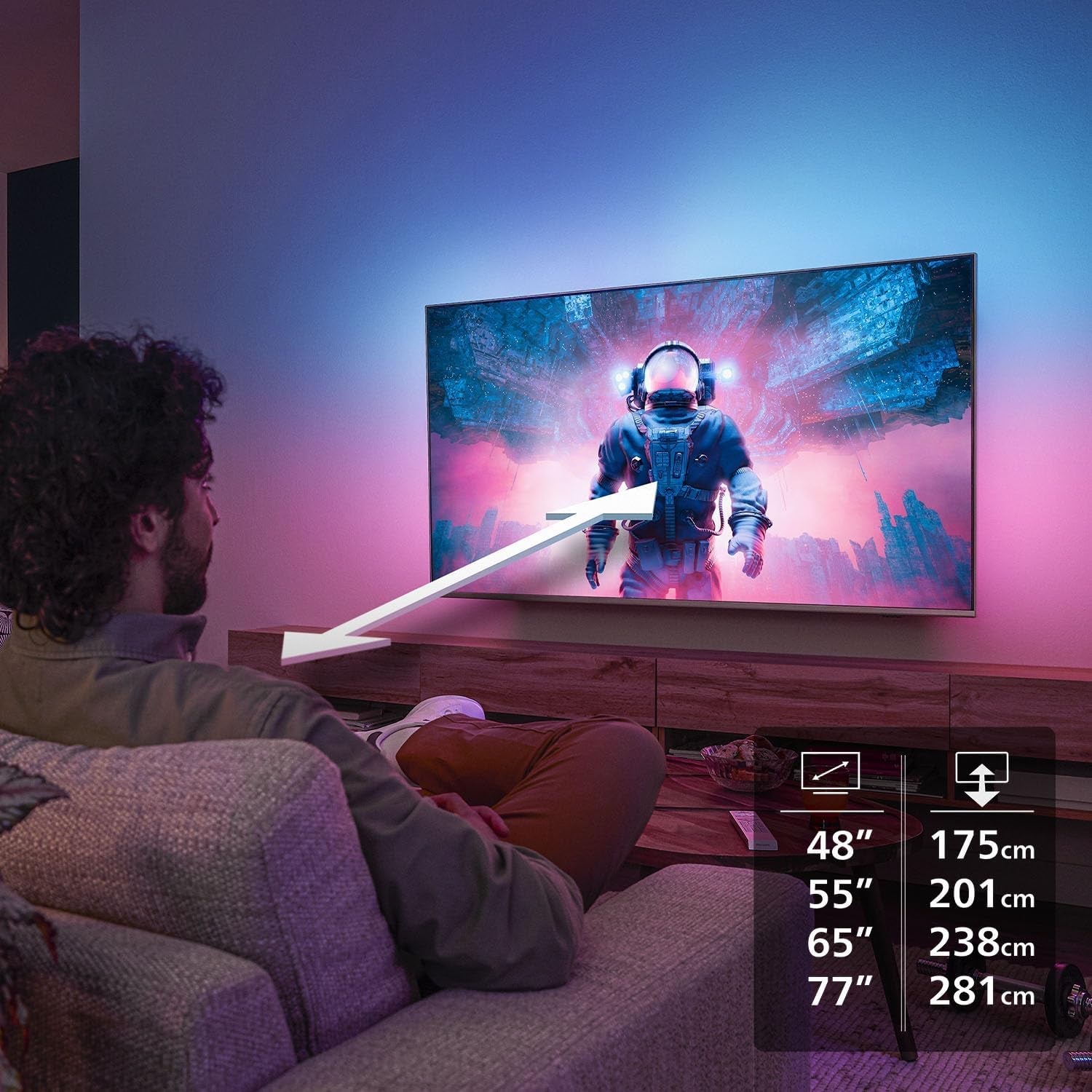 Televizor inteligent OLED 4K Philips Ambilight 48OLED760 - ecran de 48 de inci cu motor P5 AI Perfect Picture, Ultra HD, sistem de operare Titan, Dolby Vision și sunet Atmos - Funcționează cu Alexa și Google Assistant