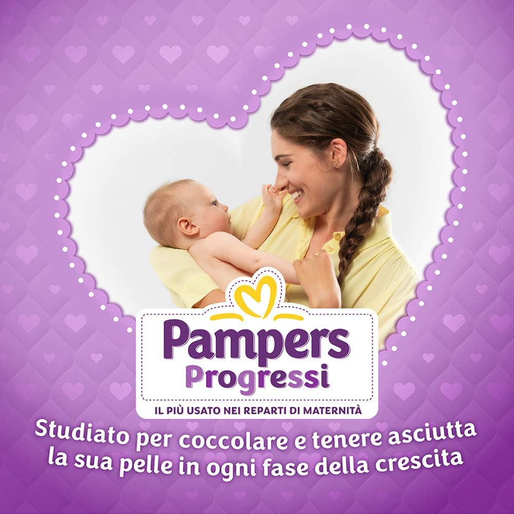 Pampers Progressi & Fit Prime Midi Windeln, Kurzformat, 162 Windeln, Größe 3 (4-9 kg), Online-Mitgliedschaft im Fitnessstudio für 1 Monat als Geschenk