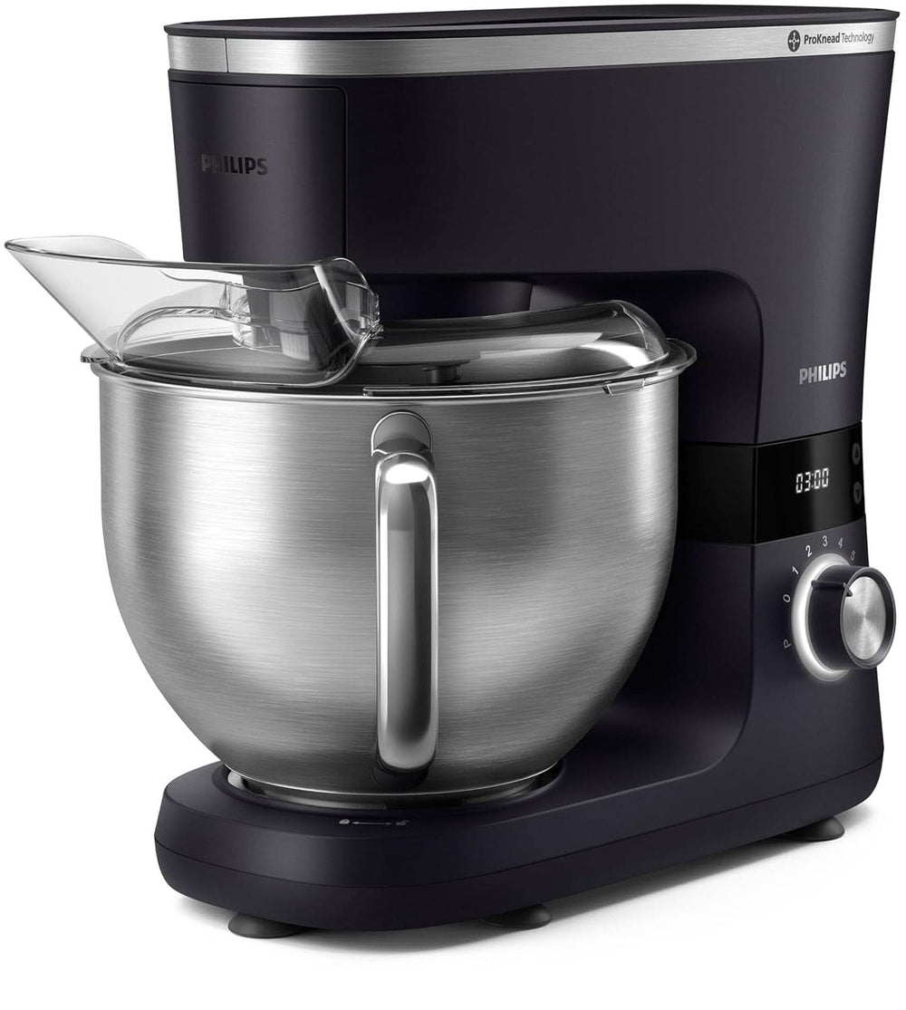 Philips 7000 Series Küchenmaschine - 5,5 Liter, 1000 Watt, 8 Geschwindigkeitsstufen, Proknead Technologie, Rezepte, LED Smart Timer, Knethaken, Schneebesen Und Rührbesen (HR7962/01) Mama si Copilul Naty Shop