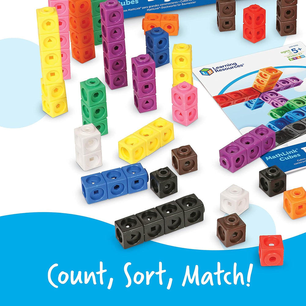 Learning Resources MathLink Steckwürfel Big Builders for Baumeister, ab 5 Jahren, Konstruktionsspielzeug für frühes Mint-Lernen, 200 Teile
