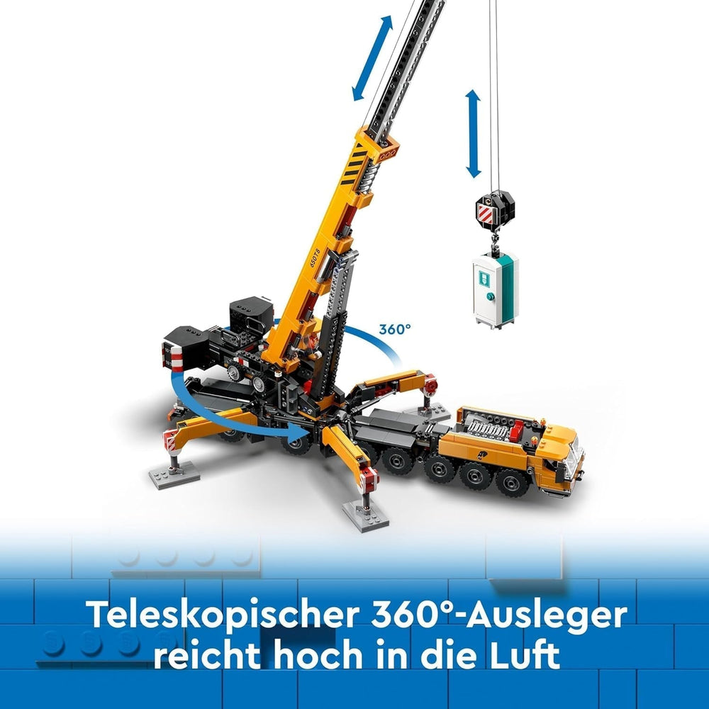 LEGO City Mobiler Baukran, Konstruktionsspielzeug für Jungen und Mädchen, kreatives Kindergeschenk, langer ausziehbarer Arm, 4 Bauarbeiter-Minifiguren für Rollenspiele, 60409 Bausets. Besuchen Sie den LEGO-Store