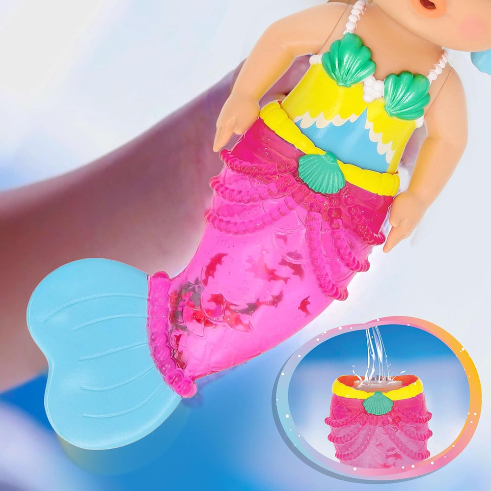BLOOPIES Shimmer Mermaid Iris, Wasserspielzeug, Meerjungfrau mit glitzerndem Schwanz voller Wasserspritzer, Spielzeug Geschenk für Kinder ab 18 Monaten