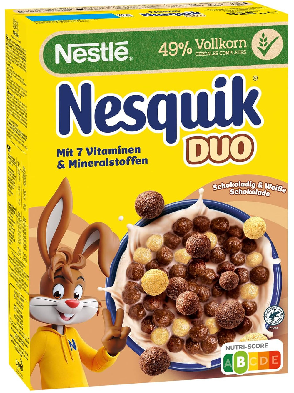 NESTLÉ Duo-Müsli, braunes und weißes Schokoladen-Müsli und Vollkorn-Müsli (1 x 325 g)