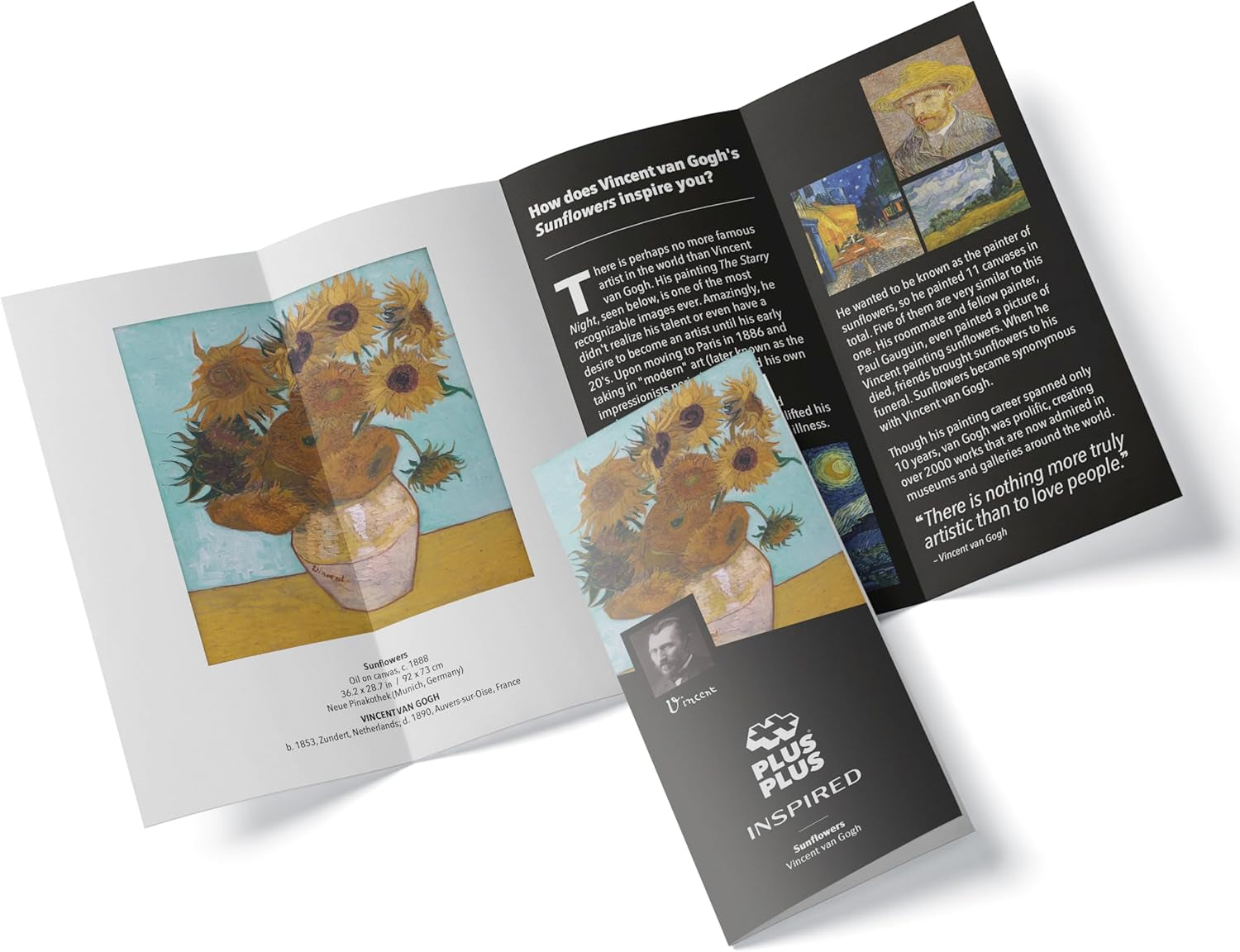 Plus-Plus 5163 Geniales Konstruktionsspielzeug, Sonnenblumen von Vincent Van Gogh, Inspired-Edition, Kreativ-Bausteine ​​​​Tube, 350 Teile, Sunflowers