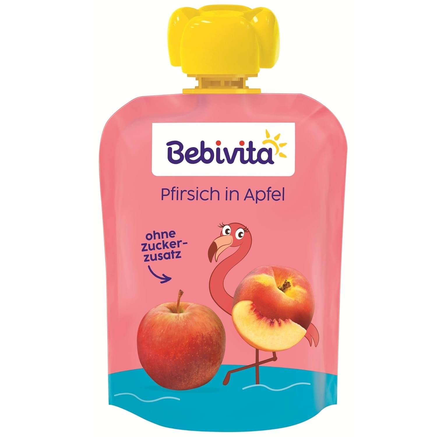 Quetschbare Pfirsich-Apfel-Beutel – 16er-Pack (4 Packungen à 4 x 90 g), ohne Zuckerzusatz, glutenfrei, vegan, ideal für Babys ab 5 Monaten, perfekt zum Mitnehmen