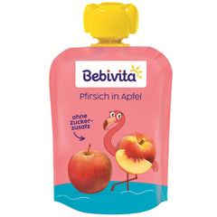 Quetschbare Pfirsich-Apfel-Beutel – 16er-Pack (4 Packungen à 4 x 90 g), ohne Zuckerzusatz, glutenfrei, vegan, ideal für Babys ab 5 Monaten, perfekt zum Mitnehmen