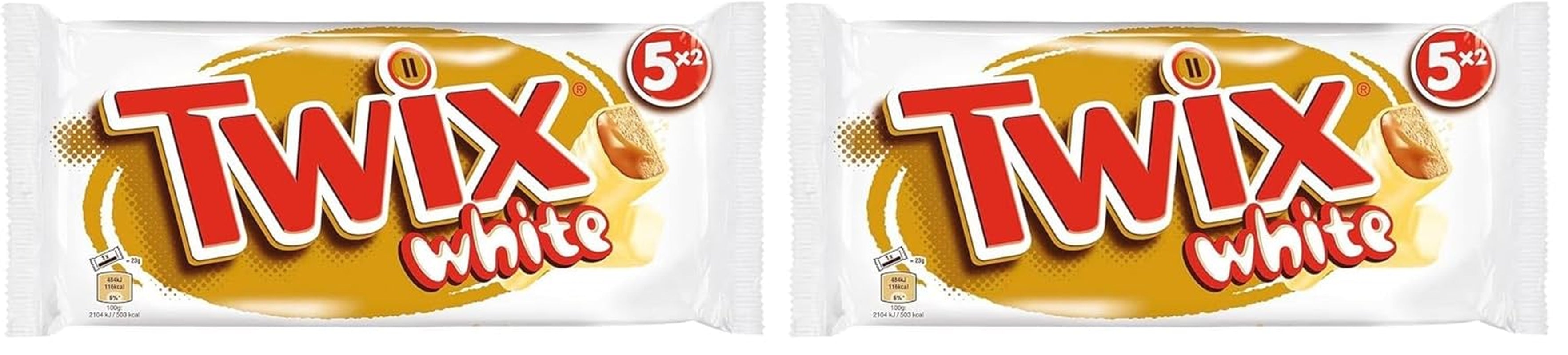 Twix weiße Schokoriegel; Karamell, Kekse, weiße Schokolade; Mehrfachpackung Pralinen; 5 Riegel (5 x 46 g)