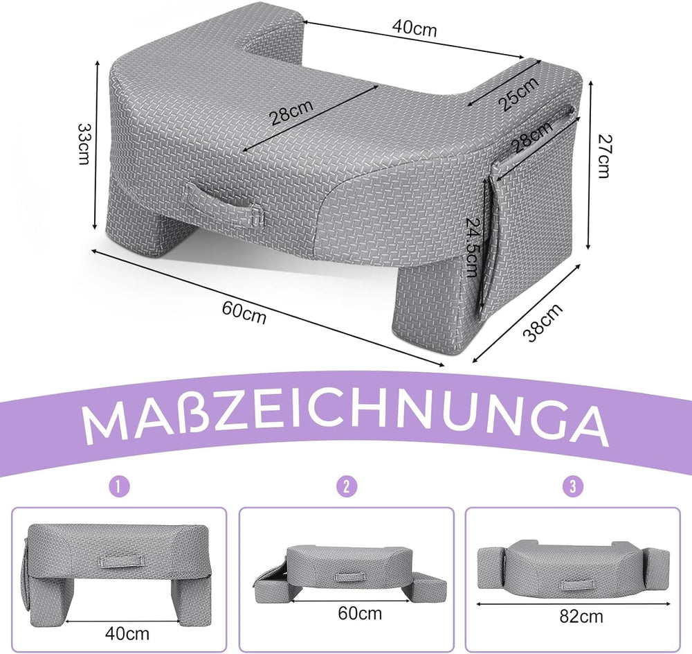 Pernă de citit în poală cu burete 26D, pernă pentru cărți, cititoare electronice, pernă pentru birou în poală pentru adulți, așezabilă pe pat, podea, canapea (strat de aer)