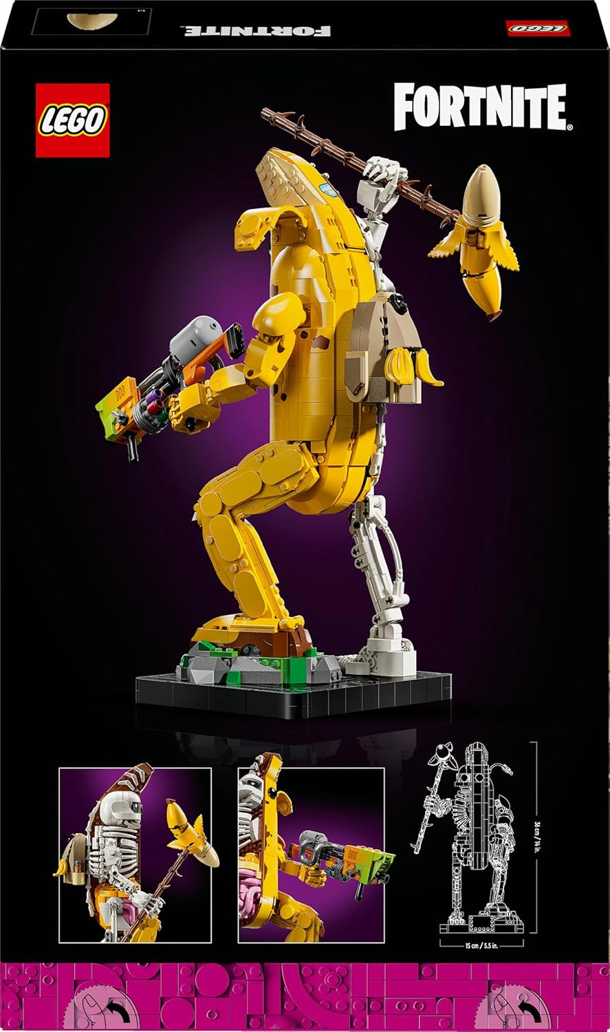 LEGO Fortnite Knochen-Schali – Gamer Modellbau – Bauset für Erwachsene – Schalenschläger Spitshacke, Farbwerfer, Bananenrucksack – Gaming Deko – DIY Set – Gaming Geschenk für Erwachsene & Fans – 77072