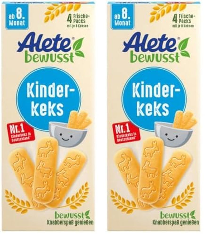 Alete Conscious Babykekse, ab 8 Monaten, Weizenbutterkekse für Babys, praktisch verpackte kleine Snackkekse, perfekt für unterwegs und in der Zeit, 1 x 180 g (2er-Pack)